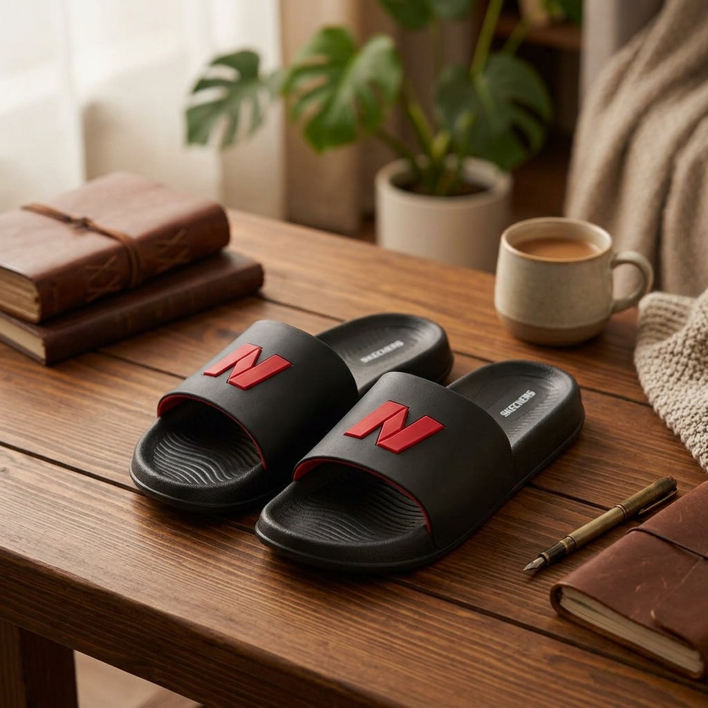 Black Comfort Slide Sandals