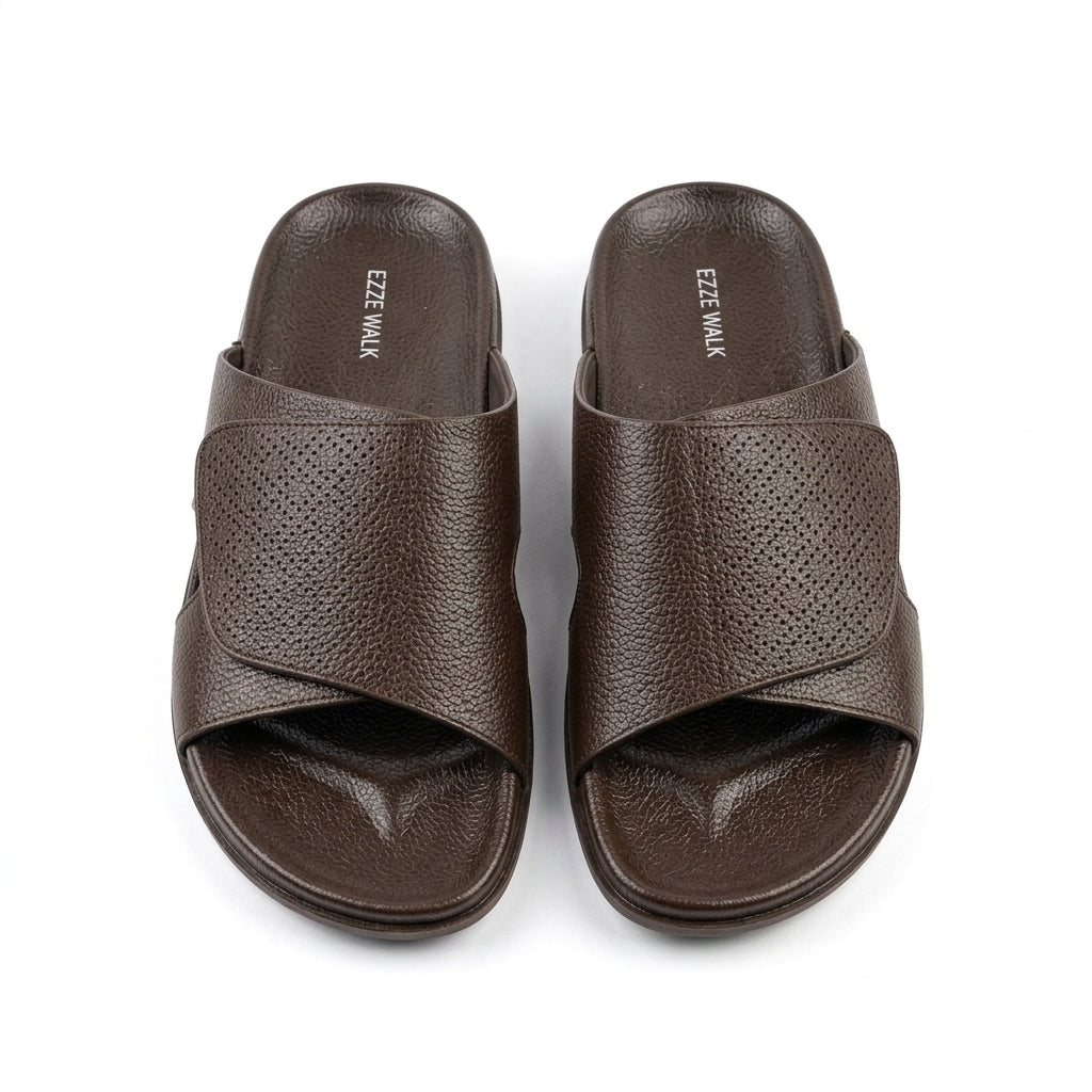 Men's Brown Cross-Strap Comfort Sandals