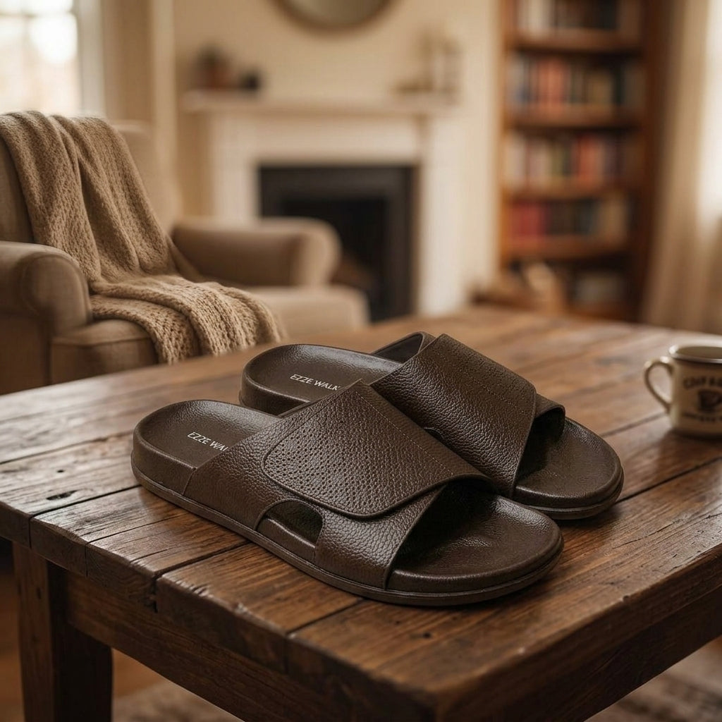 Men's Brown Cross-Strap Comfort Sandals