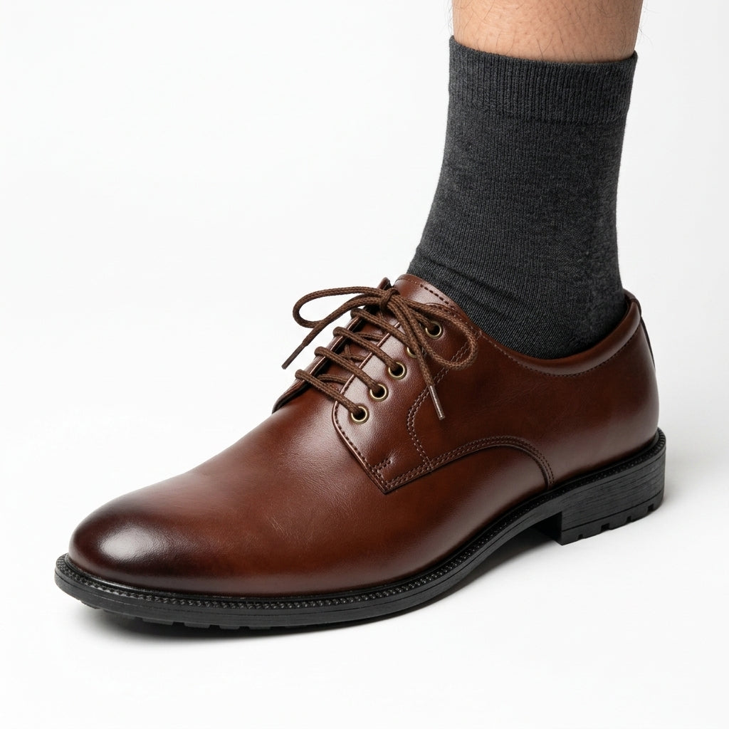Brown leather penny loafer premium minimalist men's slip-on